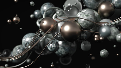 Beautiful, elegant, abstract background with metal and the texture of stone, marble and granite. 3d illustration, 3d rendering.