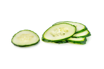 Closeup of green cucumber slices