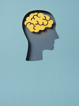 Idea, Human head with yellow brain