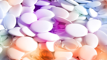 Beautiful background with beads, particles and simulation. 3d illustration, 3d rendering.