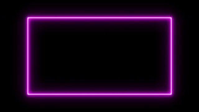 Empty neon sign, signboard, billboard fluorescent pink light glowing on banner background. Text by neon lights box sign. The best stock of animation neon flickering, flash and blinks color black backg