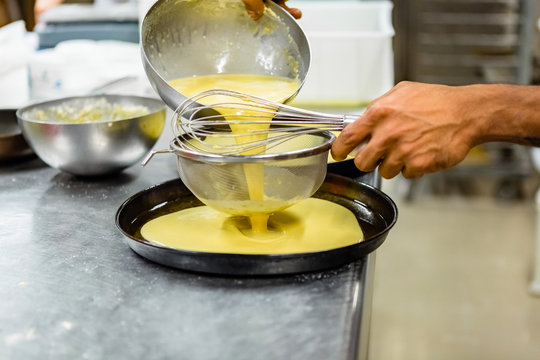 Pouring Batter for Savory Pie