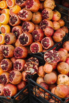 Tasty pomegranate fruit selling in shop