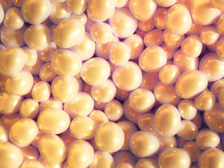 Beautiful background with beads, particles and simulation. 3d illustration, 3d rendering.