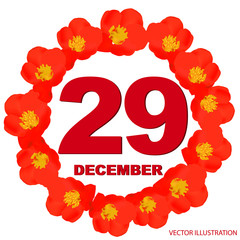 December 29 icon. For planning important day. Banner for holidays and special days. Twenty-ninth of December icon. Vector Illustration.