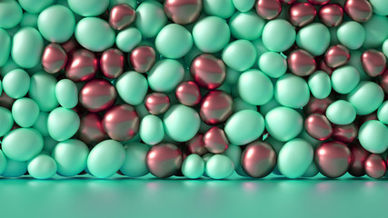 Beautiful background with beads, particles and simulation. 3d illustration, 3d rendering.