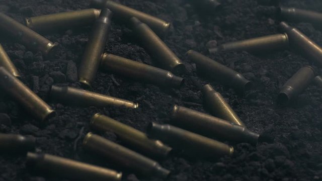 Shells On Ground In Smoky War Zone