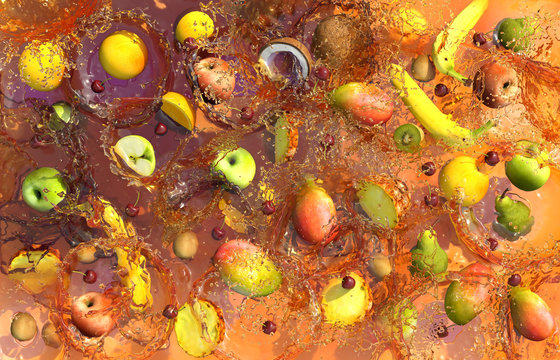 Close up of fruits in juice
