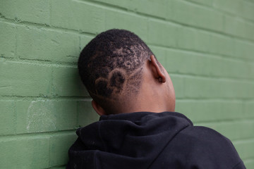 Heart in natural african hair.