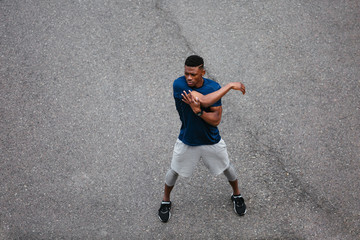 Athlete training on the road.