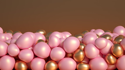 Beautiful background with beads, particles and simulation. 3d illustration, 3d rendering.