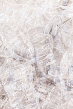 Pile of used plastic water bottles