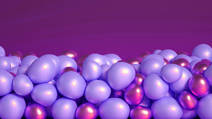 Beautiful background with beads, particles and simulation. 3d illustration, 3d rendering.