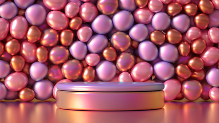 Beautiful background with beads, particles and simulation. 3d illustration, 3d rendering.