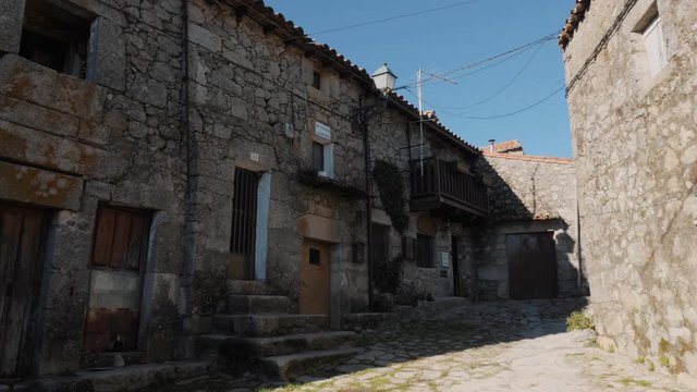 Typical stone houses in Robledillo de Gata in Extremadura, Spain