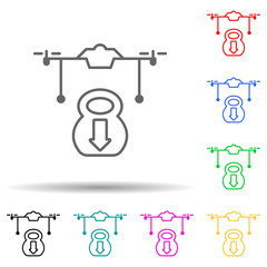 drone with cargo multi color style icon. Simple thin line, outline vector of drones icons for ui and ux, website or mobile application