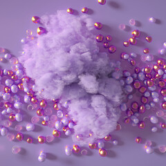 Beautiful background with beads, particles and simulation. 3d illustration, 3d rendering.