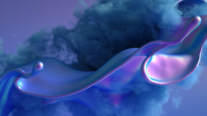 Beautiful background with beads, particles and simulation. 3d illustration, 3d rendering.