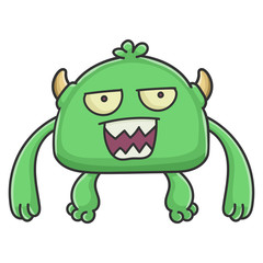 Mad green goblin cartoon monster