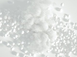 Beautiful background with beads, particles and simulation. 3d illustration, 3d rendering.