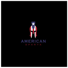 American flag with spartan helmet logo design