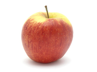 Red and yellow apple isolated on white. Fresh and natural and healthy food.