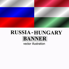 Russia and Hungary banner design. Bright Illustration. Vector.