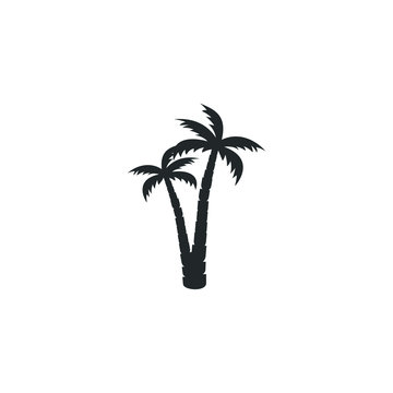 tropical palm trees icon template color editable. Summer Black palm tree silhouette symbol vector sign isolated on white background illustration for graphic and web design.