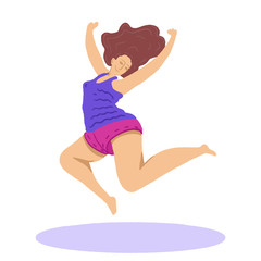 Happy  smiling woman jump. Woman daily life, everyday. Freedom female, body positive.  Flat modern vector isolated illustration. Fly, love concept.