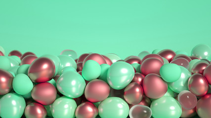 Beautiful background with beads, particles and simulation. 3d illustration, 3d rendering.