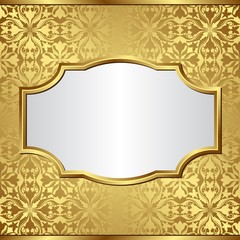 golden background with vintage pattern and elegant frame