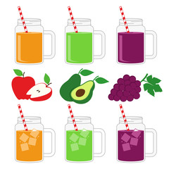 Fruit Juice in Jar Mug Vector Collection Design Illustration