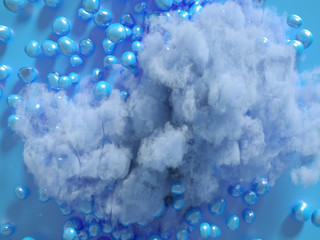 Beautiful background with beads, particles and simulation. 3d illustration, 3d rendering.