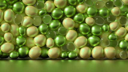 Beautiful background with beads, particles and simulation. 3d illustration, 3d rendering.