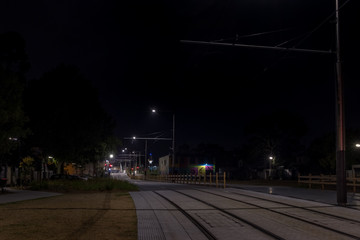 tram track at night