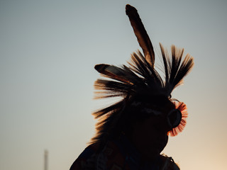 Native American feathers on person