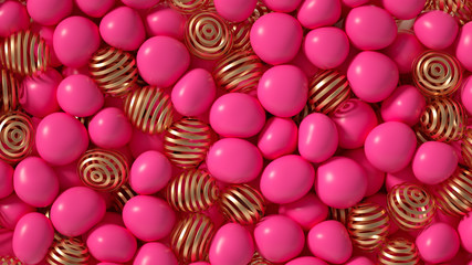 Beautiful background with beads, particles and simulation. 3d illustration, 3d rendering.