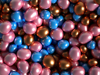 Beautiful background with beads, particles and simulation. 3d illustration, 3d rendering.