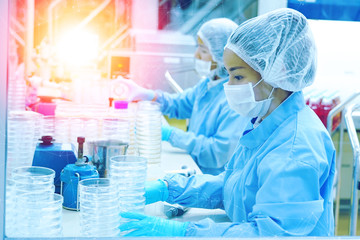 Scientist in laboratory with test tubes in food and beverage industry