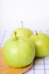 Fresh organic guava tropical fruit on white background. Healthy food high vitamin C concept