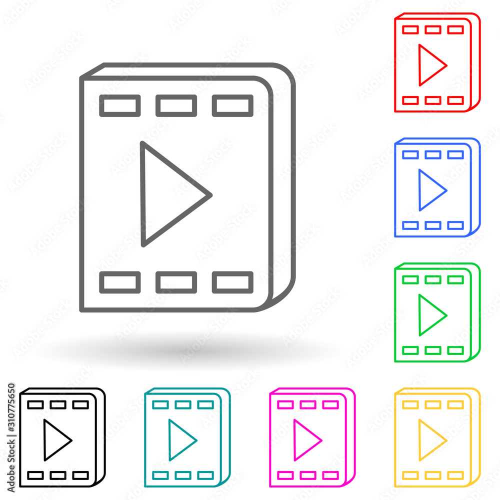 Poster video book multi color style icon. simple thin line, outline vector of books and magazines icons for