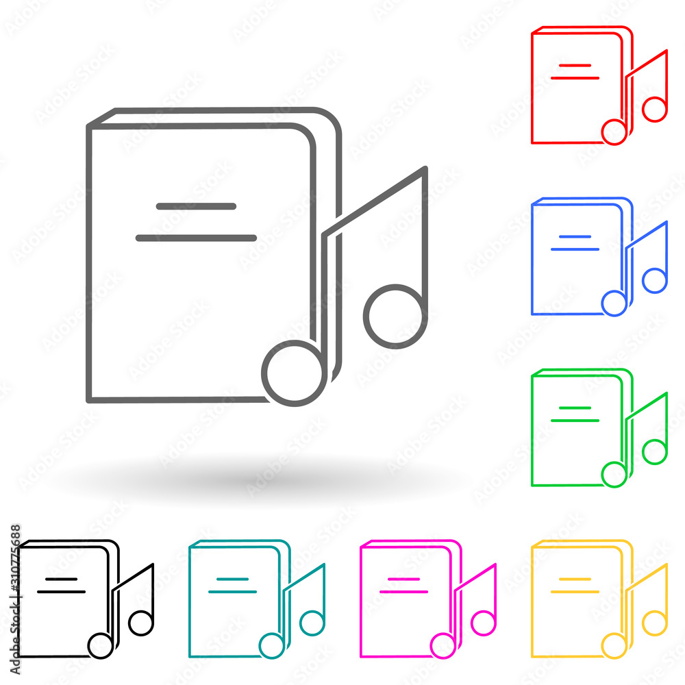 Poster music book multi color style icon. simple thin line, outline vector of books and magazines icons for