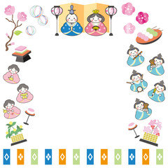 桃の節句　ひなまつり　フレーム　イラスト