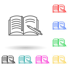 notebook and pen multi color style icon. Simple thin line, outline vector of books and magazines icons for ui and ux, website or mobile application
