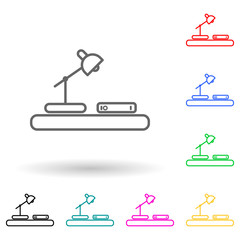 table for reading multi color style icon. Simple thin line, outline vector of books and magazines icons for ui and ux, website or mobile application