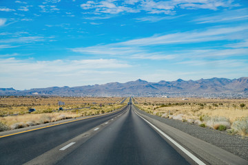 Morning sunny view of highway and nature scenic view