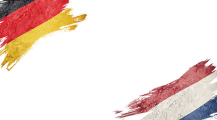 Flags of Germany and Nederland on White Background