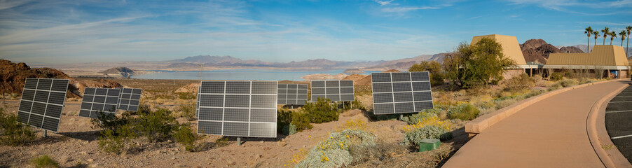 Many solar panel near the Lake Mead Visitor Center