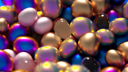 Beautiful background with beads, particles and simulation. 3d illustration, 3d rendering.