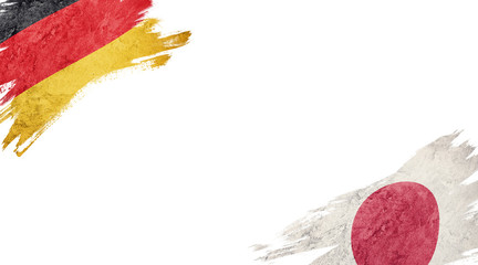 Flags of Germany and Japan on White Background